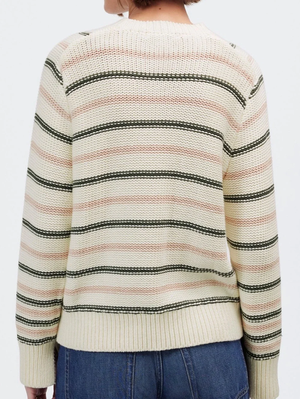 Madewell ✨ Crewneck Striped Cotton Sweater in Dark Loden Stripe